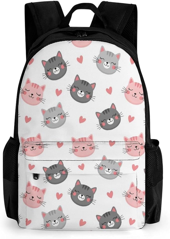 Sturdy College Bookbag Love Cats Travel Hiking and Camping with Large Capacity Backpack for Men Women