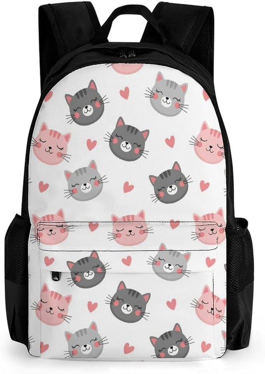 Sturdy College Bookbag Love Cats Travel Hiking and Camping with Large Capacity Backpack for Men Women