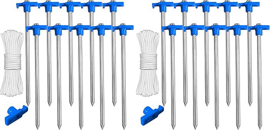 ABCCANOPY Tent Stakes 8" Camping Tent Stakes, 10pc-Pack (Blue) (Pack of 2)