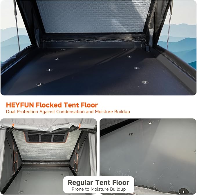 Voyager Pro Rooftop Tent Hard Shell with Skyview Window, USB Outlet, Summer Side Awning&LED Light Strip for 4 Season Camping, Aluminum Pop Up 2-3 Person Roof Top Tent for Truck Jeep SUV Van Trailer