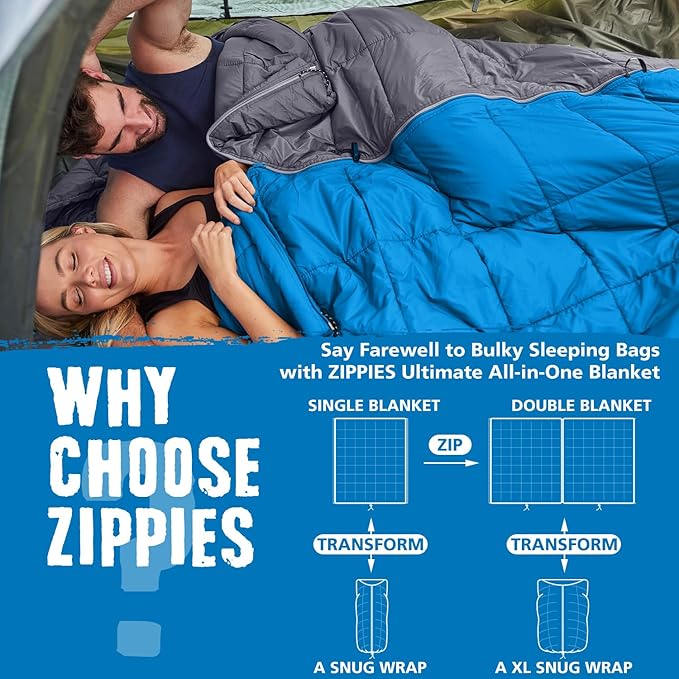 3M Thinsulate Insulation Puffy Camping Blanket for Cold Weather, Queen Size Warm Camping Quilt with Zipper, Waterproof Outdoor Sleeping Bag for Hammock, Cozy & Versatile Gift for Men and Women