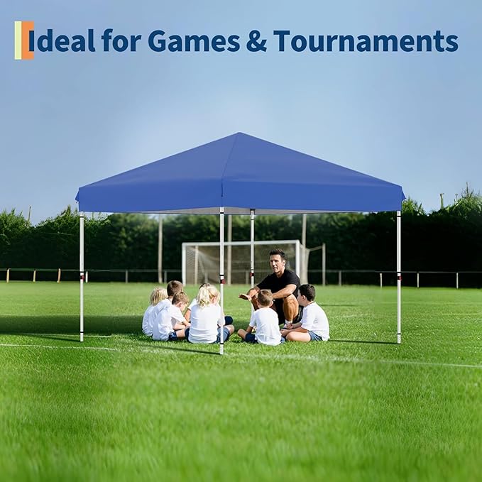 10X10 Pop Up Canopy Tent with 4 Sidewalls, Heavy Duty Commercial Instant Shelter, One-Person Quick Setup Outdoor Party Tent, Water-Resistant & Portable for Outdoor Events, Camping, Blue