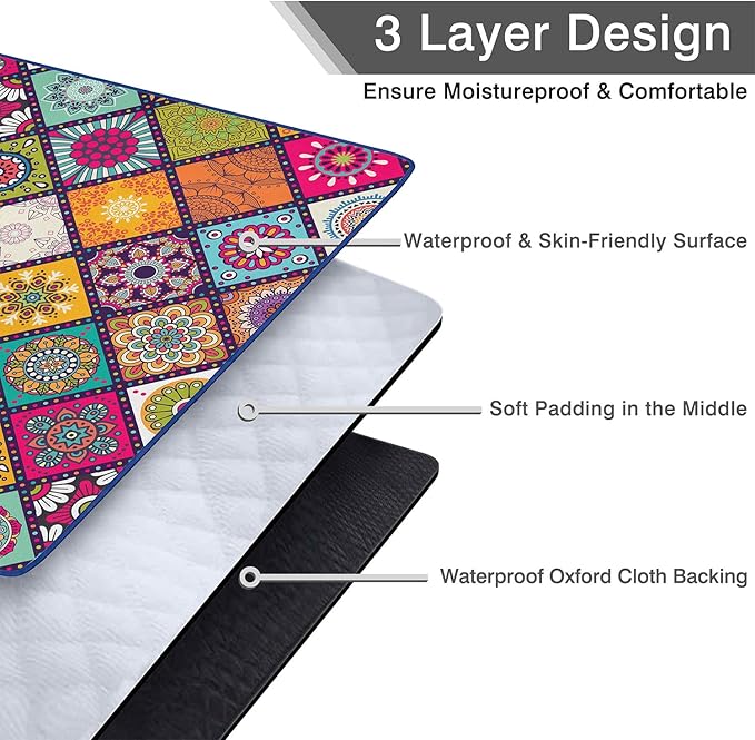 Waterproof Picnic Blankets Foldable & Portable 80''x80'' Boho Picnic Mat for Outdoors, Large Washable Picnic Blanket for Travel Camping Beach, Park Grass Picnic Blanket Accessories for Adults