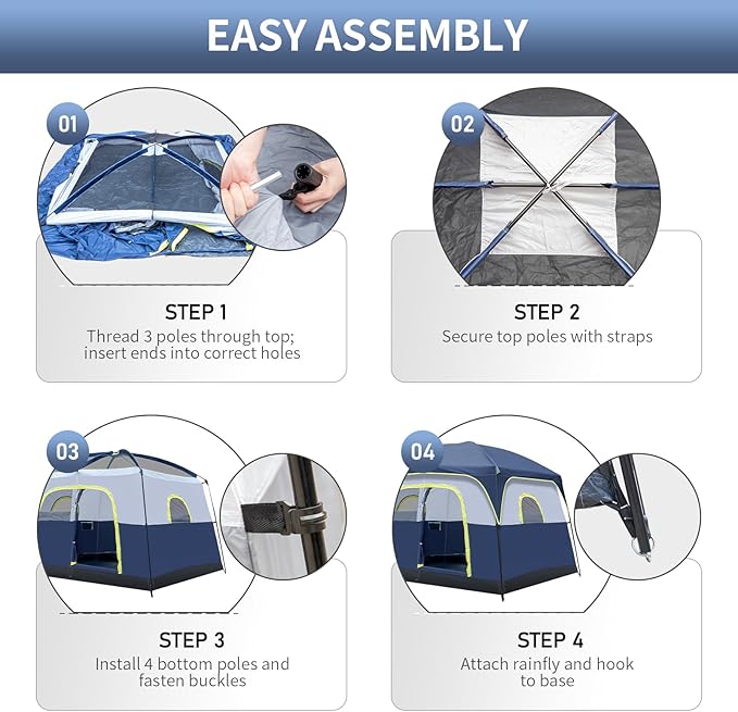Outvita 6 Person Camping Tent with Carry Bag, Waterproof Windproof Easy Setup, Portable Family Camping Tent with 1 Mesh Door & 5 Large Mesh Windows, 10'X9'X83in