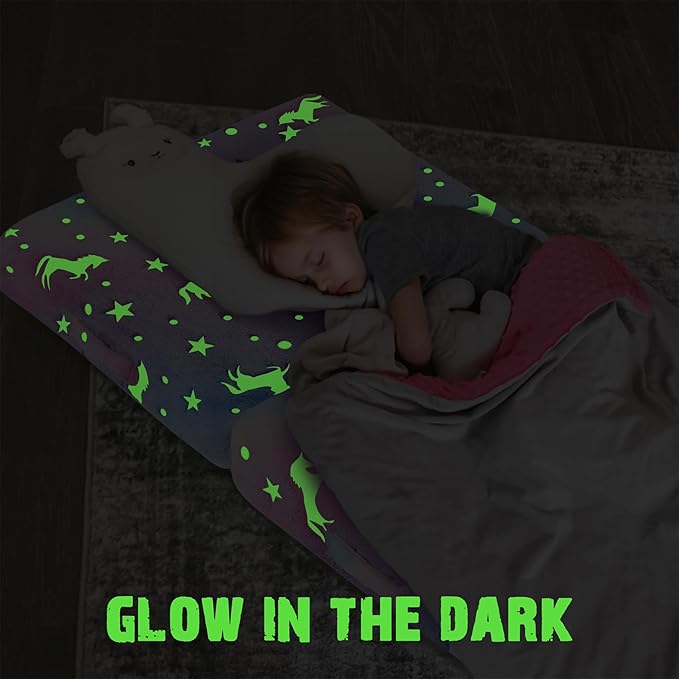 MeMoreCool Foldable Floor Cushion for Kids, Glow Star Trifold Play Mat, Portable Floor Lounger Seat Pad, 57x22 Inch Colorful