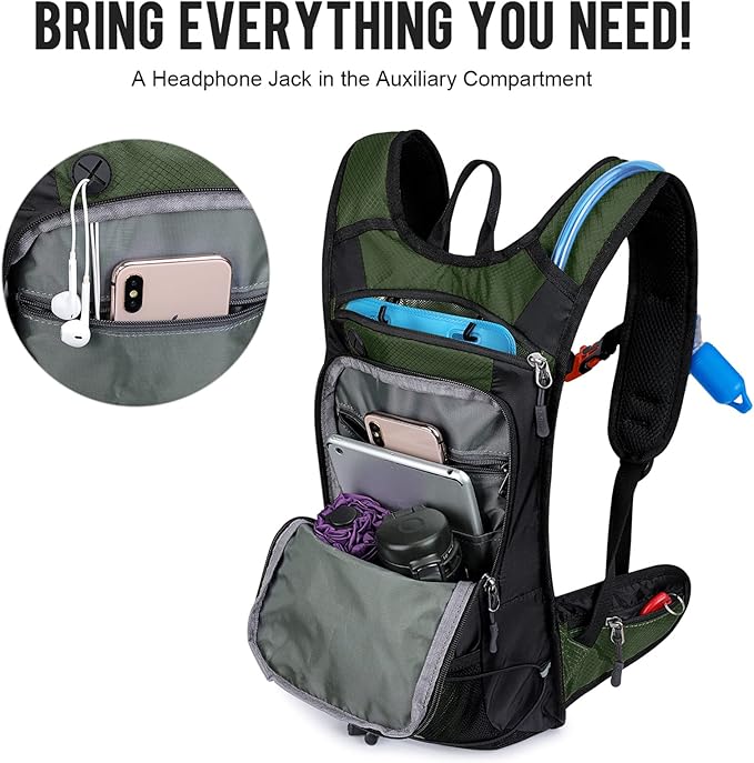 G4Free Insulated Hydration Backpack Pack with 2L BPA Free Bladder for Outdoor Running Hiking Cycling Camping
