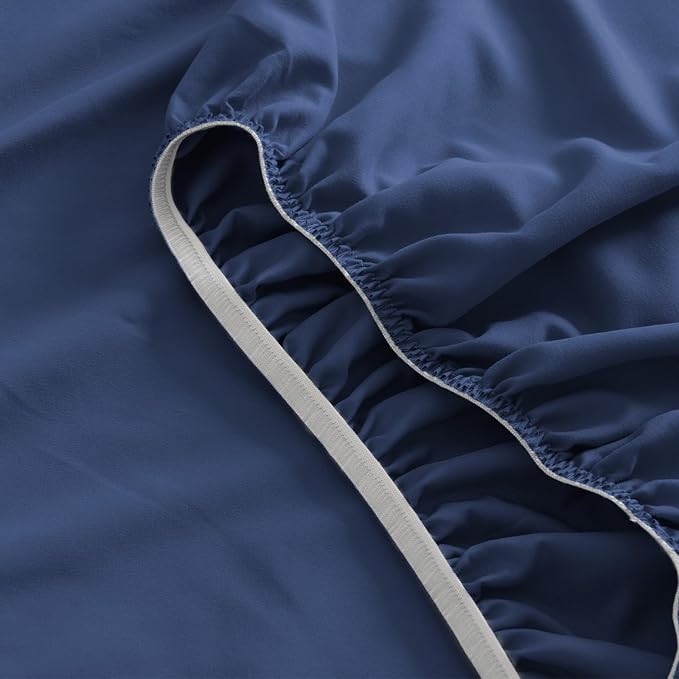 SPRINGSPIRIT Split Top King Sheets Sets for Adjustable Bed, 4 Piece Bed Sheets Set Deep Pockets, Extra Soft and Breathable Bedding Sheets, Navy