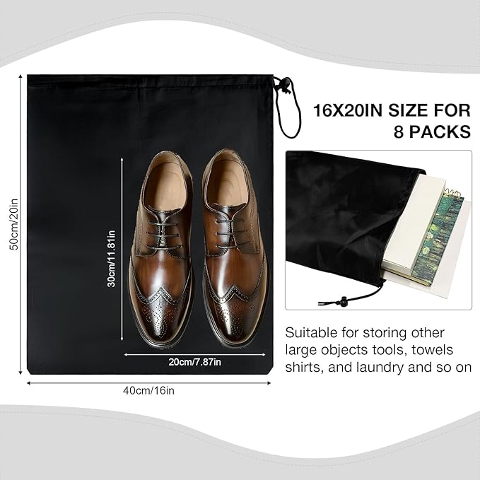 HIIXHC 8-Pack Drawstring Bags with Toggle, Durable Nylon Backpack, Cinch Sack and Ditty Pouch for Gym, Sports, Travel, and Daily Use