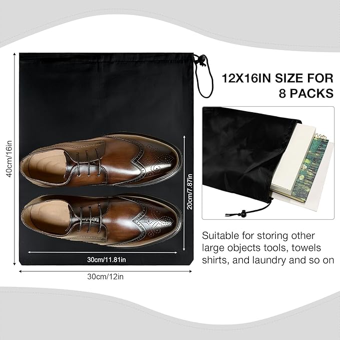 HIIXHC 8-Pack Drawstring Bags with Toggle, Durable Nylon Backpack, Cinch Sack and Ditty Pouch for Gym, Sports, Travel, and Daily Use