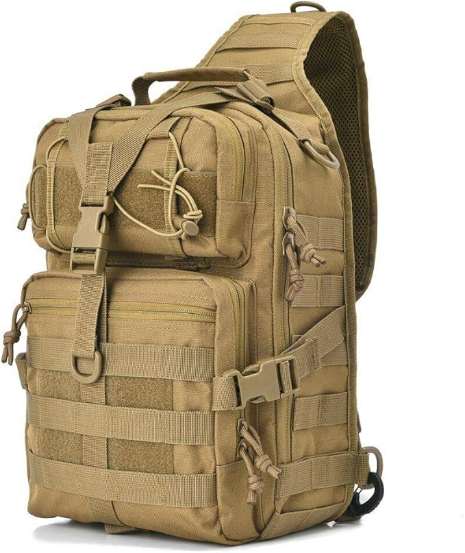 Men's Tactical Sling Bag Small Crossbody Backpack Military Rover Shoulder Pack Molle Assault Range Bag Camping Hunting