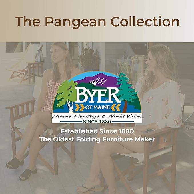 BYER OF MAINE Pangean Campaign Chair, Portable Ash Wood Folding Chair with Heavy-Duty Canvas Seat Material. Ideal Patio, Deck & Camping Seat 20″D × 23″W × 36″H, 250 lbs Capacity in Ash Granite