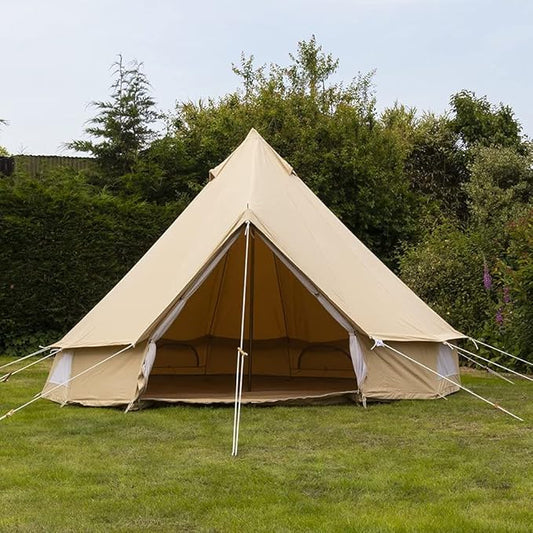 GeRRiT 3m/4m Cotton Canvas Bell Tent with 4 Windows Indian Yurt Tent Camping Family Teepee Tent for Glamping, Festival Hello