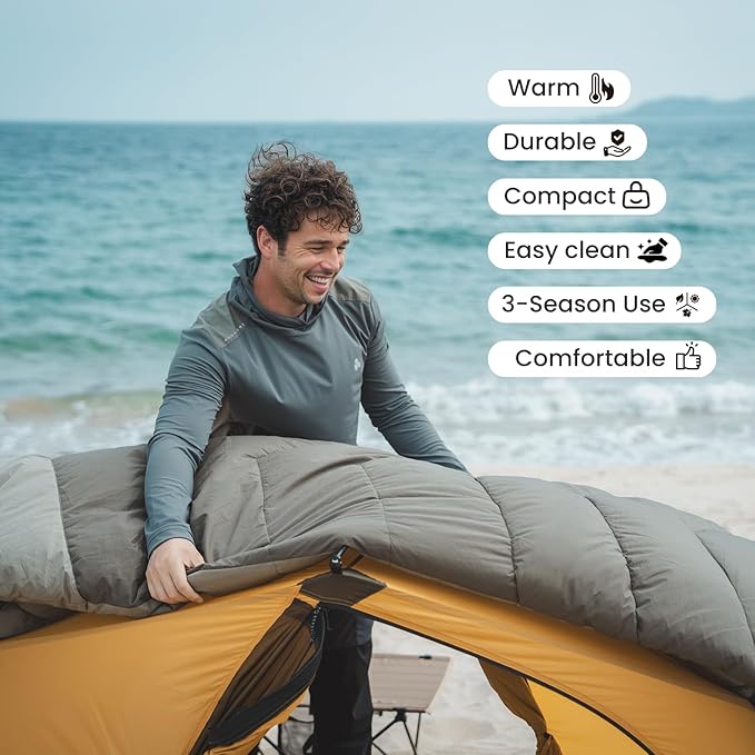 OneTigris Trailnap Sleeping Bag 3 Season Extra-Wide Warm for Camping Backpacking Travel Outdoor Activities