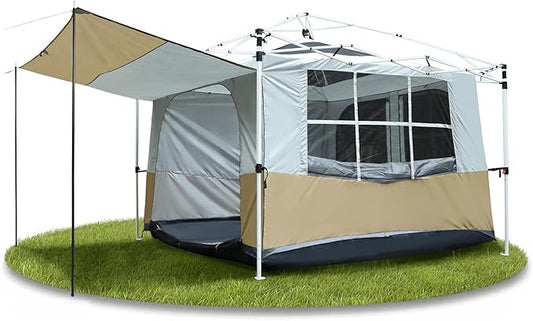 REDCAMP Camping Inner Tent for Pop Up Canopy, Cube Tent Converts 10"x10" Straight Leg Canopy into Camping Tents, Fully Vented Roof, Fit 4-6 Person Khaki (Frame/Shelter NOT Included)