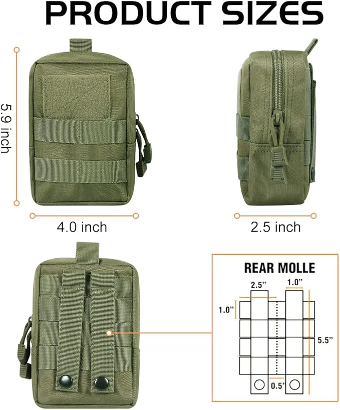Gogoku 4-Pack Molle Pouch Tactical Molle Pouches Compact Utility EDC Waist Bag Pack