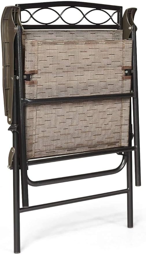 HAPPYGRILL 4-Piece Folding Chairs Outdoor Portable Dining Chair with Armrest for Camping Backyard
