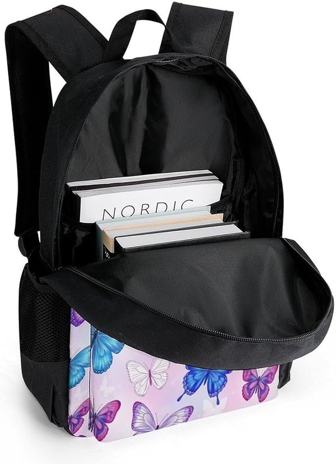 Sturdy College Bookbag Butterfly Travel Hiking and Camping with Large Capacity Backpack for Men Women