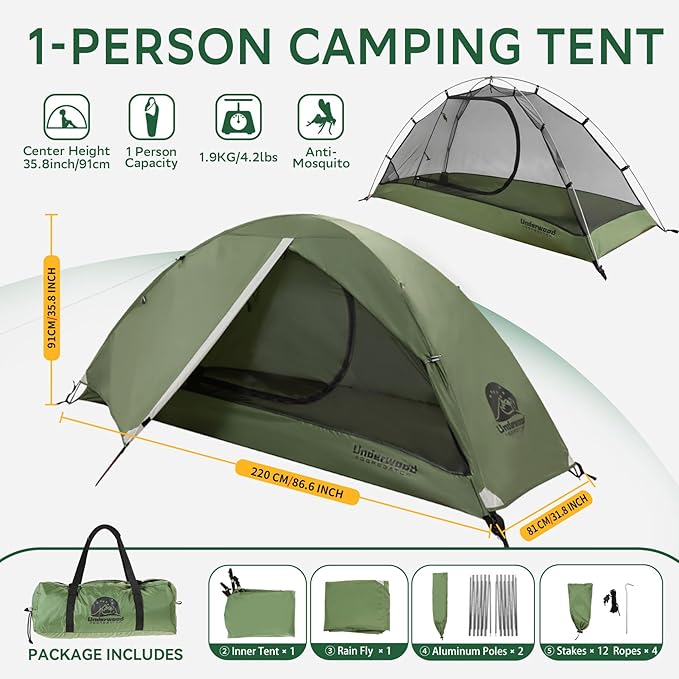 1 Person Backpacking Tent for Camping & Foam Camping Mattress