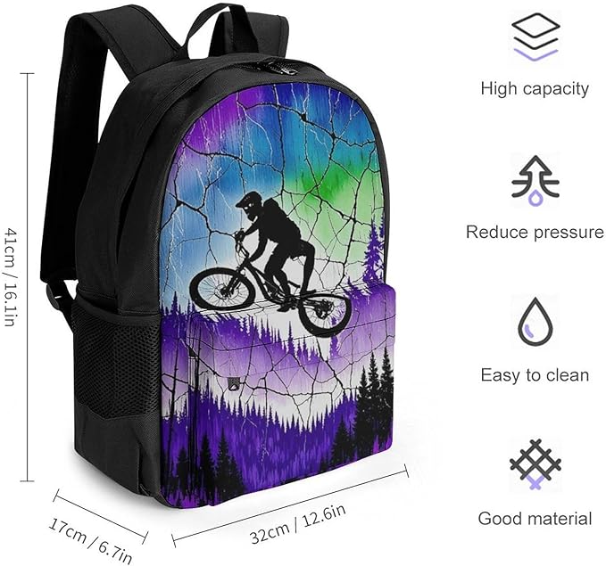 Supdreamc Polyester Daypack Backpack for Climbing Outdoors Running, Big Capacity Multipurpose Anti-Theft Bookbag, Over The Mountains Motorcycle Motocross Art Travel Hiking Camping Rucksack