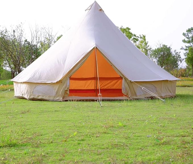 Outdoor Waterproof Family Camping Tent 4-Season Beige Cotton Canvas Bell Tent