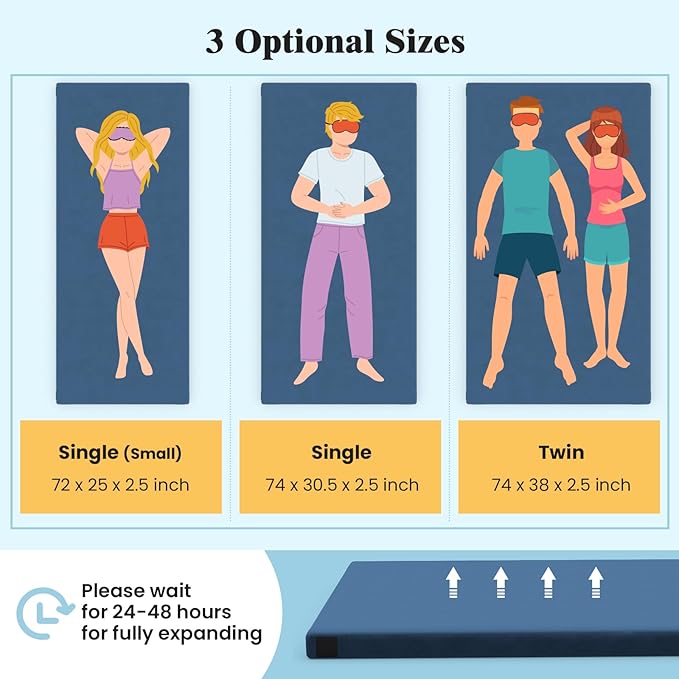 Goplus Memory Foam Camping Mattress, Portable Roll up Sleeping Pad w/Anti-Slip Bottom, Travel Bag, Single/Twin Waterproof Floor Mat, Guest Bed