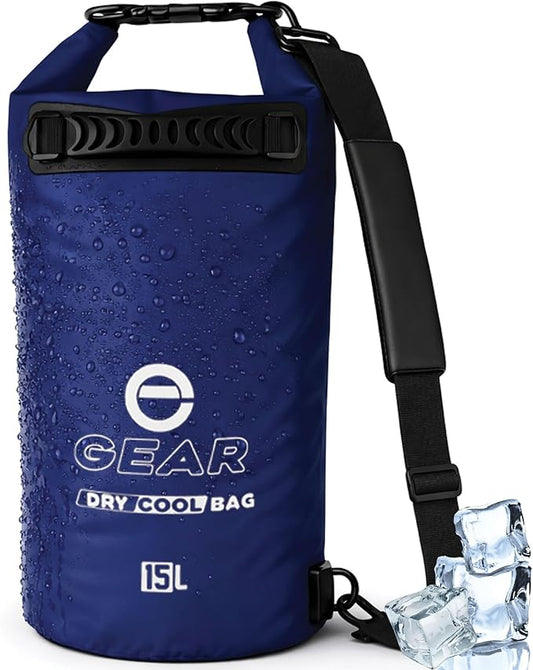 Enthusiast Gear Insulated Dry Bag Floating Cooler – 10L / 15L / 25L Roll Top, Leak Proof, Waterproof, Collapsible, with Padded Shoulder Strap - Perfect for Kayaking Fishing Beach
