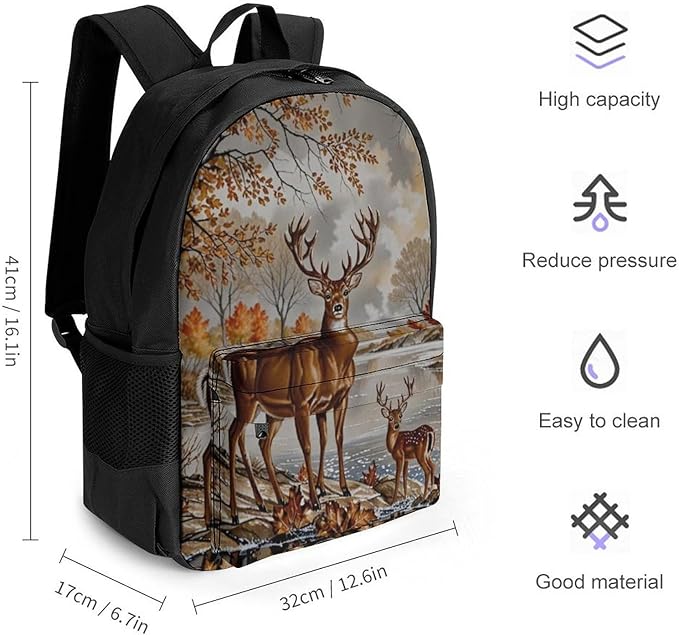 Adults Lightweight Tree Camouflage Deer Shoulder Book Bags Big Capacity Shoulder Bag With Adjustable Shoulder Straps for Trekking Work Walking Cycling
