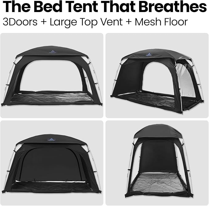 Blackout Twin Bed Tent, CPC Certified Sensory Bed Tent, for Healthier Sleep with Top Vents, Breathable Floor, Built-in Fan Pocket, for Autism Kids & Adults, Anxiety, Long Term Use Design