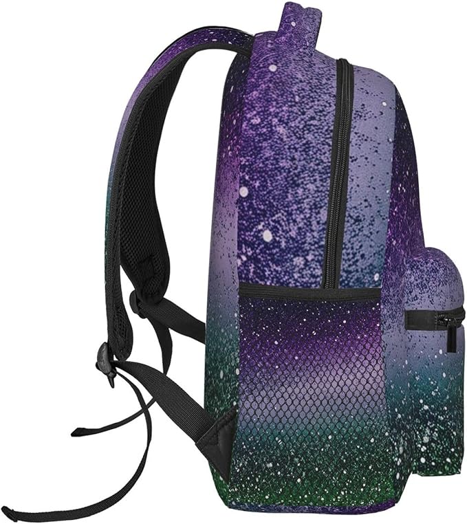 Rucksack Anti-Theft Multipurpose Large Capacity Carry On Bag, Sparkling Mermaid Scales Travel Hiking Bag Day Pack With Side Pockets