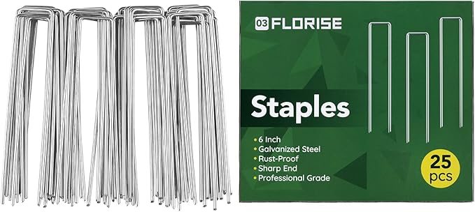 6 Inch Garden Stakes, 25 Pack Landscape Staples Anti-Rust 11 Gauge Galvanized Ground Stakes Pins for Yard Fabric, Lawns, Weed Barriers, Landscape Fabrics, Irrigation Hose