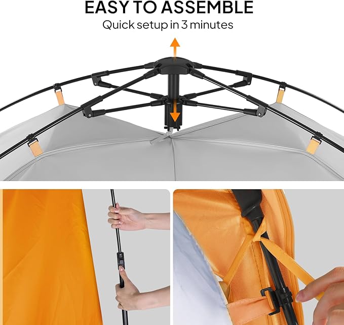VINGLI 2 Room Shower Tent, 7.5 FT Instant Pop Up Shelter with Carrying Bag, Privacy Changing Room Tent,Perfect for Portable Toilet, Camping, Dressing, Outdoor Indoor, Easy Set Up