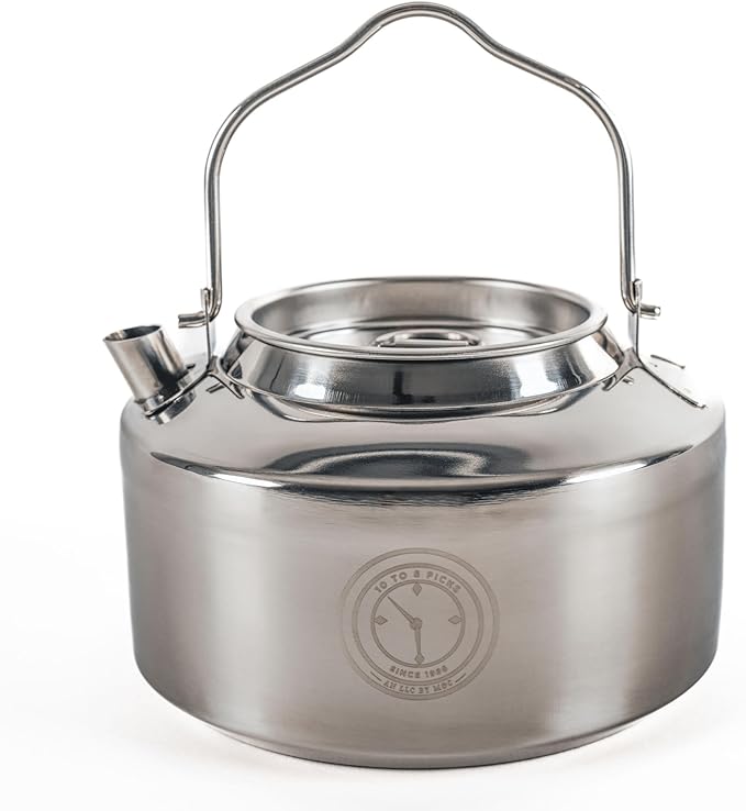 Camping Kettle for Boiling Water 1.2L | Stainless Steel Open Fire Coffee & Tea Pots | 5-Cup Water Kettles| Travel Tea Kettle for Outdoor Cooking & Backpacking