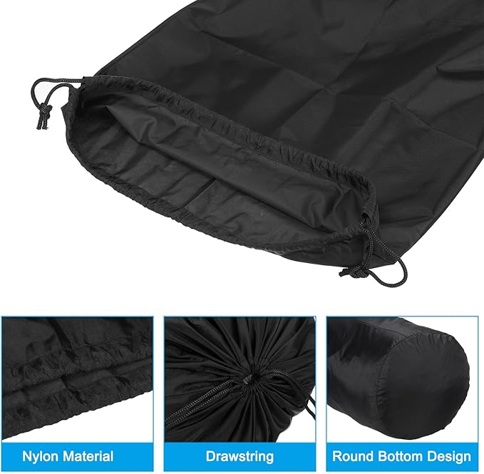 PATIKIL Stuff Sack, 12 x 24 Inch Waterproof Outdoor Storage Sack Portable Drawstring Dust Flap Bag for Camping, Black