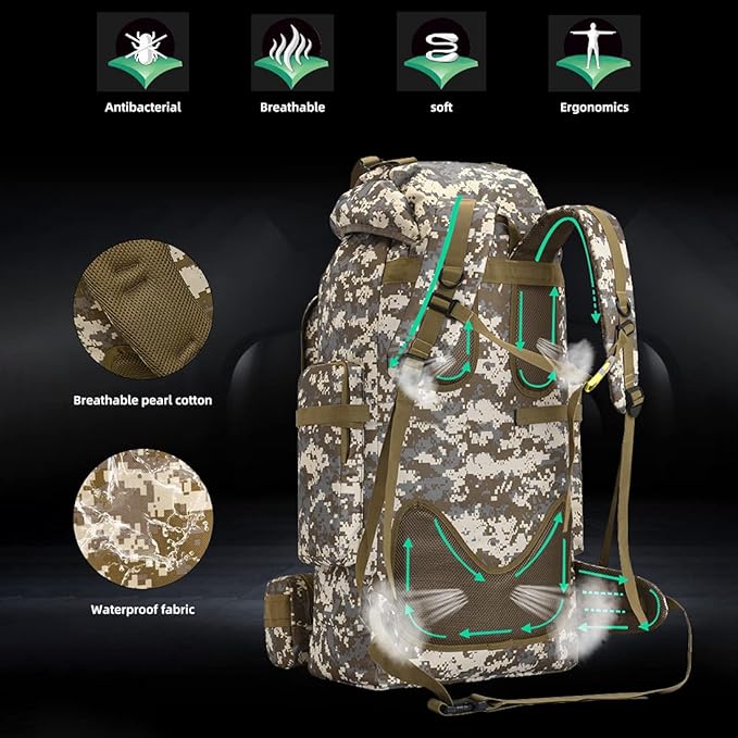 100L Camping Hiking Backpack,Molle military Tactical rucksack backpack,Waterproof Lightweight Hiking Backpack