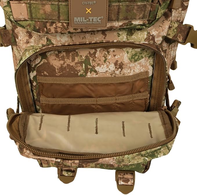 Mil-Tec Unisex Assault Pack - Rugged Durable Lightweight Ergonomic Versatile Tactical Outdoor Camping Hiking Backpack with Adjustable Padded Shoulder Straps & MOLLE Loops, Phantomleaf WASP I Z2, 36L