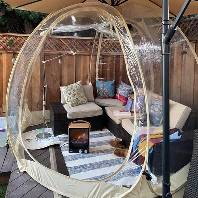 Alvantor Pop Up Bubble Tent - Instant Igloo Tent - Screen House for Patios - Large Oversize Weather Proof Pod - Cold Protection Camping Tent - Beige