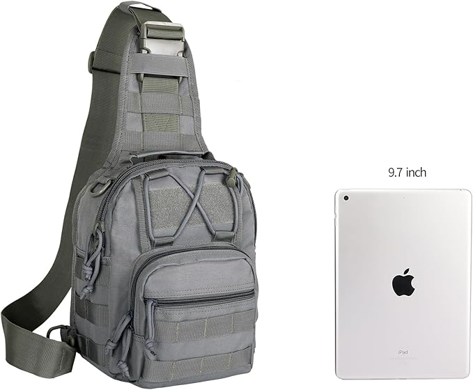 Viriber Tactical Backpack, Waterproof Military Cross-body Molle Sling Shoulder Backpack Chest Bag for Outdoor Every Day Carry gray