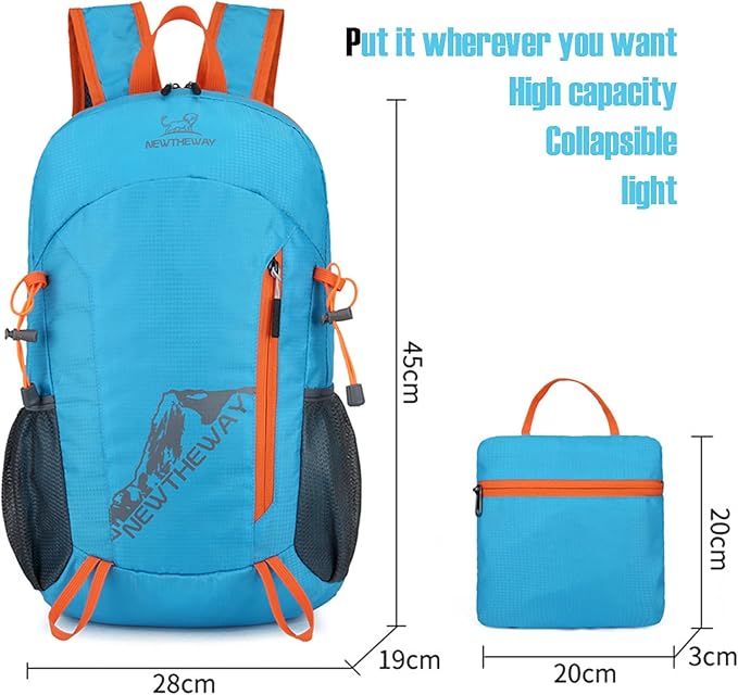 Lywencom Hiking Backpack,20L sports lightweight folding waterproof ultra-light backpack suitable for outdoor camping picnic(blue), LW026