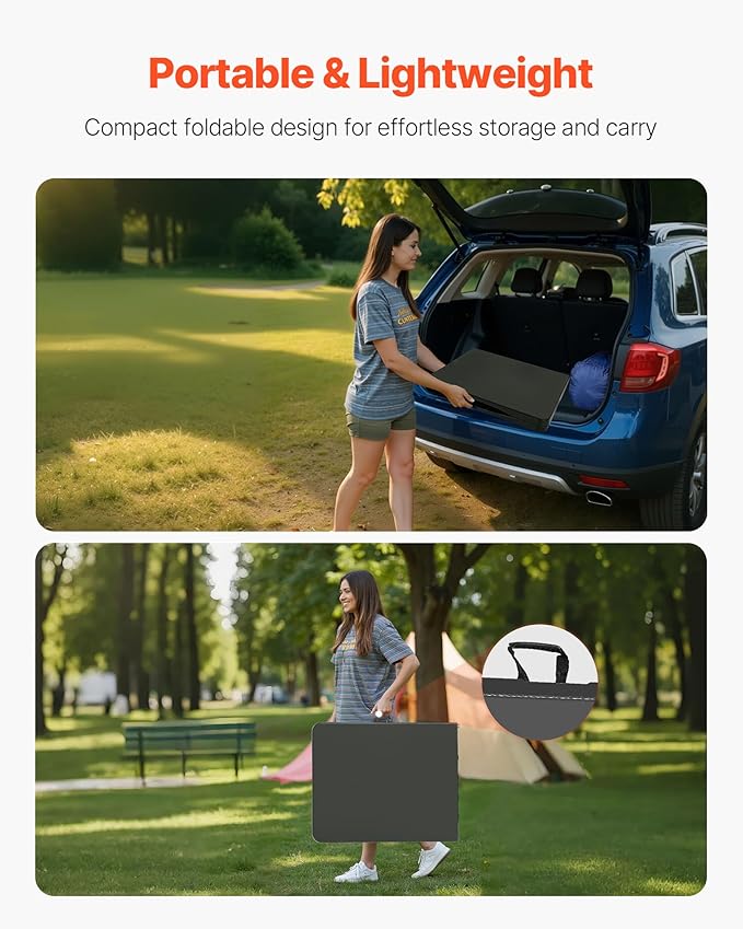VEVOR Folding Table, 6 Ft Heavy Duty Portable Fold-in-Half Utility Table, Indoor Outdoor Plastic Rectangle Table with Built in Handle, for Party, Dining, Wedding, Events, Picnic, Camping, Black