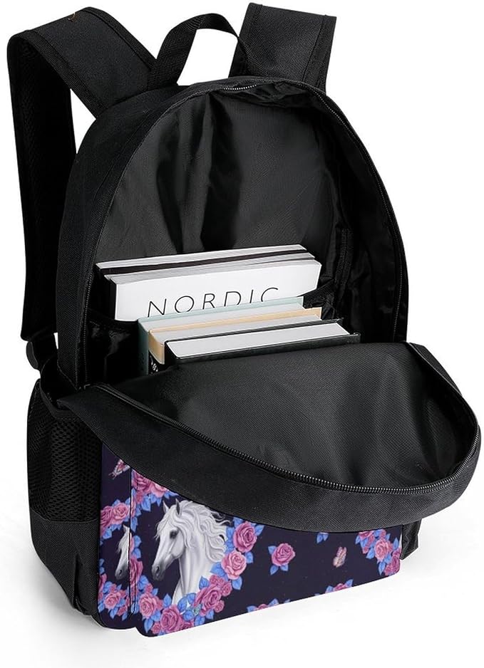 Sporty Travel Hiking Rucksack Gym Outdoor Bag Flowers Heart Horse Daypack Backpack Men Women