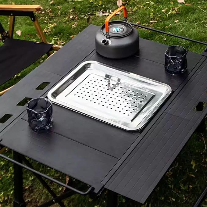 IGT Camping Table with Extended Frames, Portable and Foldable Outdoor IGT Camp Tables, Ultralight Height Adjustable Camp Table with Carry Bag for Car Camping Picnic RV Trip Patio Backyard