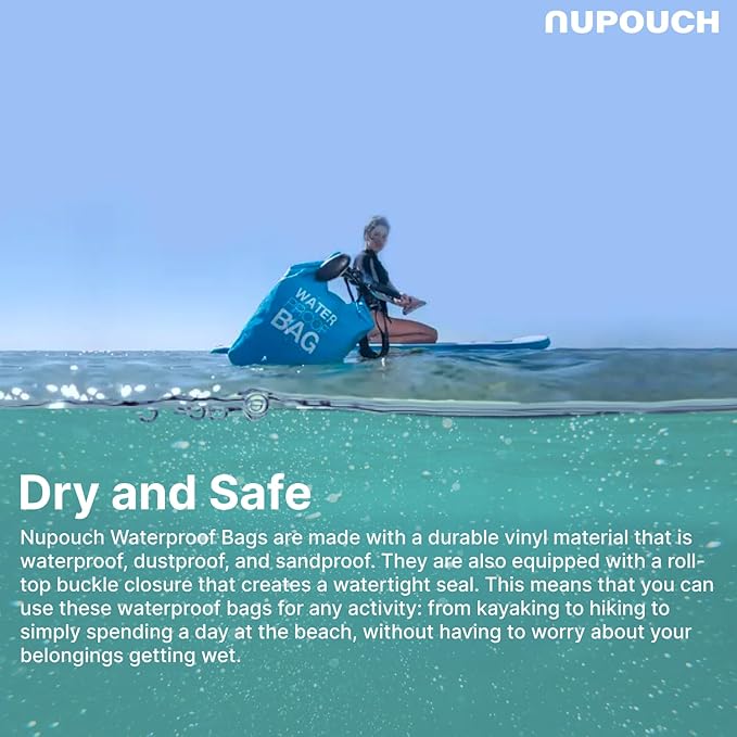 Nupouch Waterproof Dry Bag: 2L/5L/10L/20L Roll Top Lightweight Dry Storage Bag, Backpack for Travel, Swimming, Boating, Kayaking, Camping, or Beach