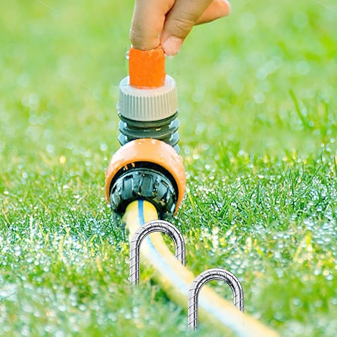 Rebar-Stakes-12-Inch-Galvanized, U Hook Trampoline Stakes 20 Pack Ground Anchors Tent Stakes Heavy Duty for Plants Anti-Rust Landscape Fabric Stakes Artificial Turf