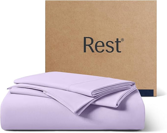 REST® Evercool®+ Starter Sheet Set, Full Size Lavender, Breathable Bed Sheet for Hot Sleeper and Night Sweats, with Pillowcases, Ionic+ Self-Cleaning Silver Yarn for Sensitive Skin, 3PCS No Flat Sheet