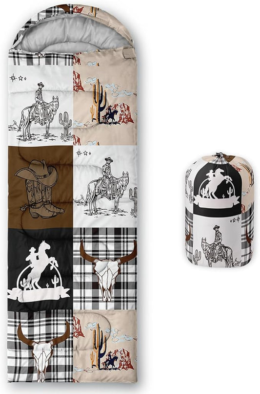 Sleeping Bags for Adults and Kids，3D Printing Camping Sleeping Bag for Girls Boys Lightweight Waterproof Cold/Warm 3-Season，Outdoor Travel with Compression Bags