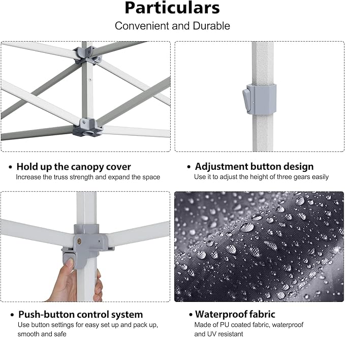 MASTERCANOPY 10x10 Heavy Duty Pop Up Commercial Instant Canopy with Sidewalls(10x10 Gray)