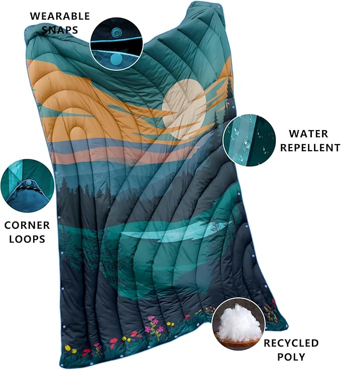 Camping Blanket,Lightweight Puffy Printed Camping Blanket Packable Outdoor Blanket for Camping,Traveling, Stadium, Hiking, Picnics