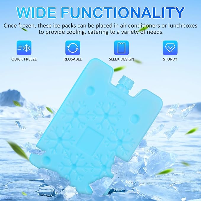 4pcs Ice Packs for Coolers, Refreezable Reusable Cooler Ice Pack, Icepacks for Bento Shipping Beach