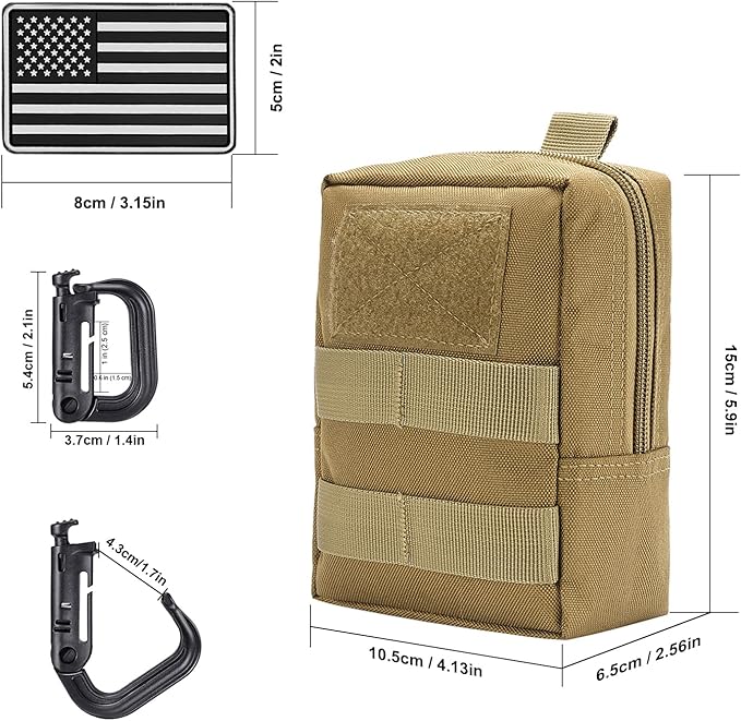 2 Pack Tactical Molle Pouch - Premium Durable Utility Bag for Military, Hiking, Camping, Hunting, EDC & Duty Belts, Backpacks and Vests