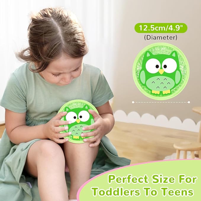 Kids Ice Packs for Boo Boos, 2 Packs Cute Hot Cold Gel Packs for Injuries, Reusable for Fever, Pain Relief, Wisdom Teeth, First Aid and Head, Arms, Legs Injuries